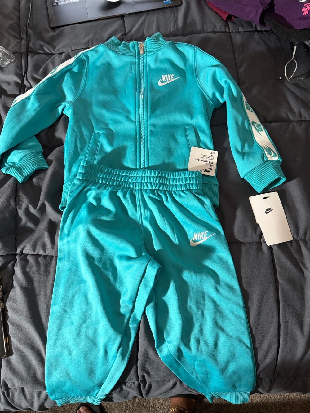 Nike Kids Turquoise Zip Jacket and Track Pants Set